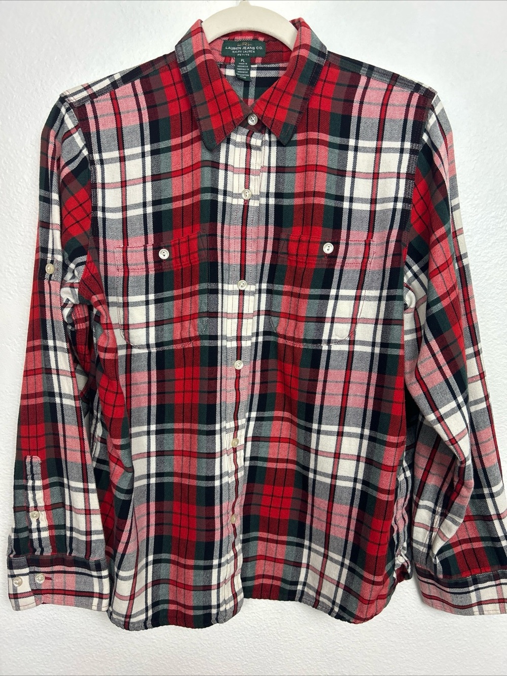 Lauren Ralph Lauren Red Black White Plaid Button-Up Shirt